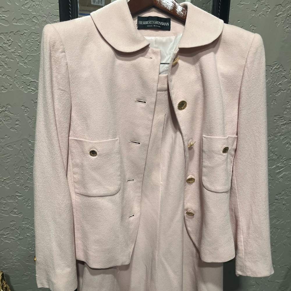 Blush pink vintage blazer and skirt set